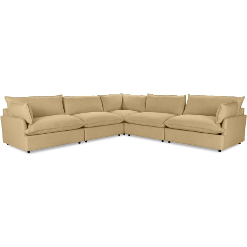 Caplan 5 Piece Modular Sectional Sofa in Bliss Beige Neutral Fabric