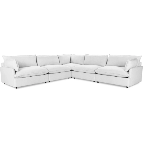 Caplan 5 Piece Modular Sectional Sofa in Bliss Cream Fabric