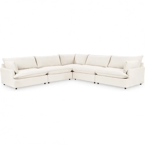 Caplan 5 Piece Modular Sectional Sofa in Elite Ivory Off White Fabric