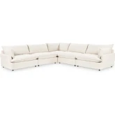 Caplan 5 Piece Modular Sectional Sofa in Elite Ivory Off White Fabric