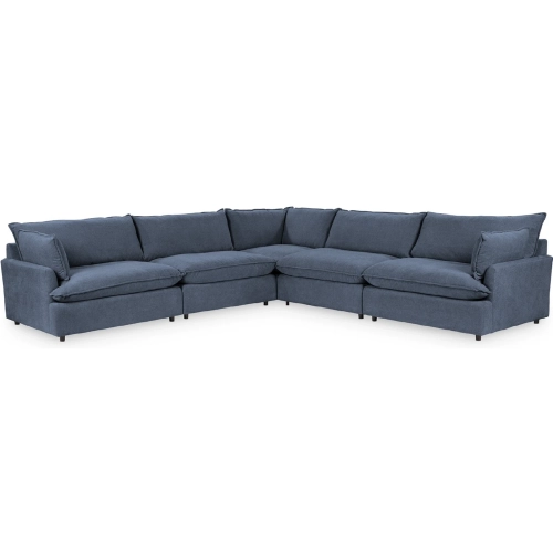 Caplan 5 Piece Modular Sectional Sofa in Rise Navy Blue Fabric