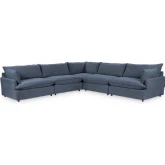 Caplan 5 Piece Modular Sectional Sofa in Rise Navy Blue Fabric