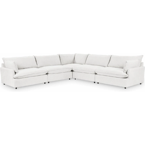 Caplan 5 Piece Modular Sectional Sofa in Rise White Fabric