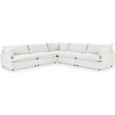 Caplan 5 Piece Modular Sectional Sofa in Rise White Fabric