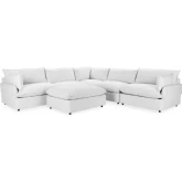 Caplan 6 Piece Modular Sectional Sofa & Ottoman in Bliss Cream Fabric