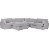 Caplan 6 Piece Modular Sectional Sofa & Ottoman in Bliss Gray Fabric