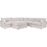 Caplan 6 Piece Modular Sectional Sofa w/ Ottoman Dawn in Flax Neutral Fabric