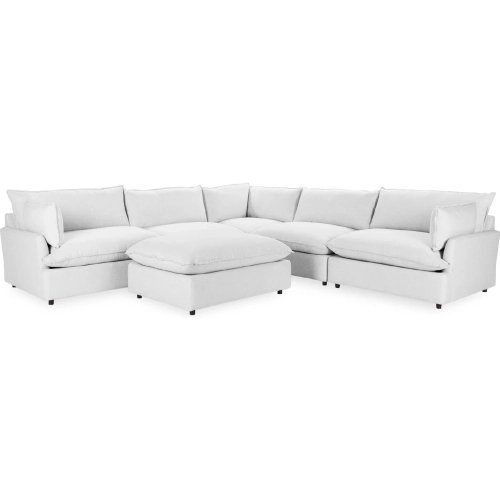 Caplan 6 Piece Modular Sectional Sofa w/ Ottoman Dawn in Pearl Neutral Fabric