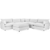Caplan 6 Piece Modular Sectional Sofa w/ Ottoman Dawn in Pearl Neutral Fabric