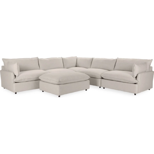 Caplan 6 Piece Modular Sectional Sofa w/ Ottoman Dawn in Twine Neutral Fabric