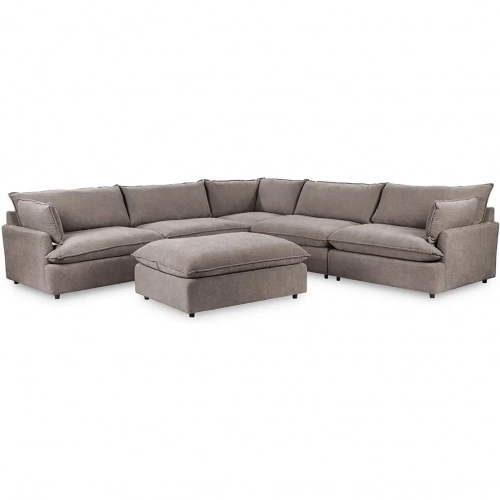 Caplan 6 Piece Modular Sectional Sofa w/ Ottoman in Elite Charcoal Gray Fabric