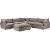 Caplan 6 Piece Modular Sectional Sofa w/ Ottoman in Elite Charcoal Gray Fabric