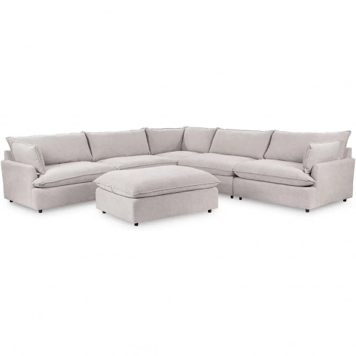 Caplan 6 Piece Modular Sectional Sofa w/ Ottoman in Elite Gray Fabric