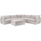 Caplan 6 Piece Modular Sectional Sofa w/ Ottoman in Elite Gray Fabric
