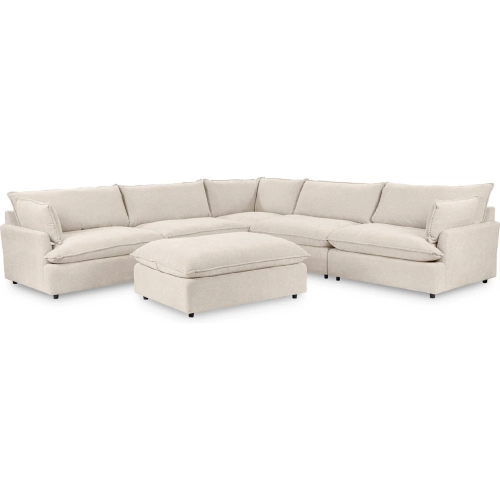 Caplan 6 Piece Modular Sectional Sofa & Ottoman in Rise Beige Fabric