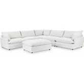 Caplan 6 Piece Modular Sectional Sofa & Ottoman in Rise White Fabric