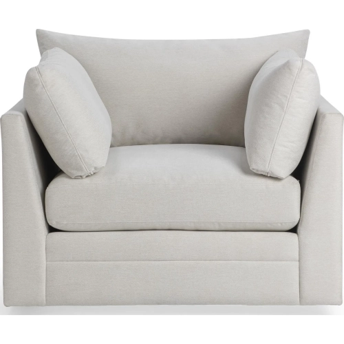 Audrey Swivel Accent Chair in Winter Wheat Neutral Fabric