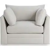 Audrey Swivel Accent Chair in Winter Wheat Neutral Fabric