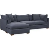 Audrey Sofa w/ Modular Chaise in Rise Navy Blue Fabric