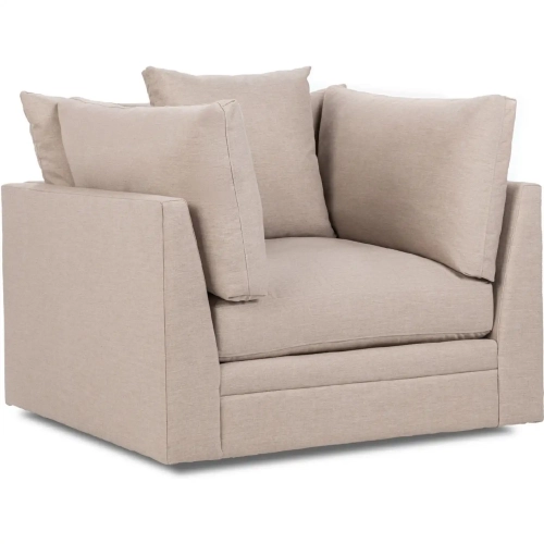 Audrey Swivel Accent Chair Dawn in Twine Neutral Fabric