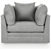 Audrey Swivel Accent Chair in El Paso Dove Gray Top Grain Leather
