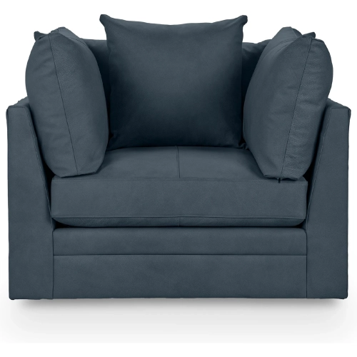 Audrey Swivel Accent Chair in El Paso Navy Blue Top Grain Leather