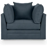Audrey Swivel Accent Chair in El Paso Navy Blue Top Grain Leather