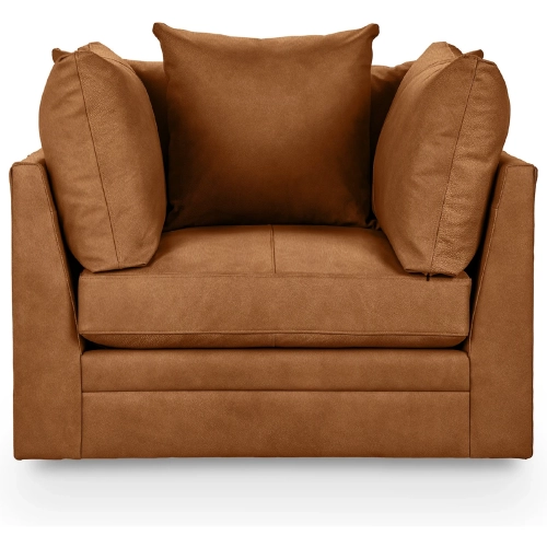 Audrey Swivel Accent Chair in El Paso Saddle Brown Top Grain Leather