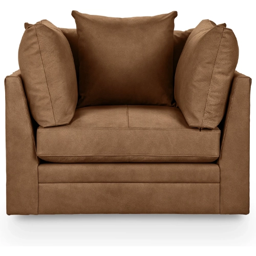 Audrey Swivel Accent Chair in El Paso Sand Brown Top Grain Leather