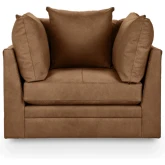 Audrey Swivel Accent Chair in El Paso Sand Brown Top Grain Leather