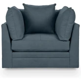 Audrey Swivel Accent Chair in Lush Bayou Blue Top Grain Leather