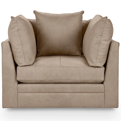 Audrey Swivel Accent Chair in Lush Cashmere Tan Neutral Top Grain Leather