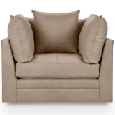 Audrey Swivel Accent Chair in Lush Cashmere Tan Neutral Top Grain Leather