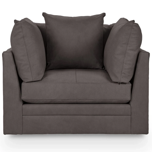 Audrey Swivel Accent Chair in Lush Chocolate Brown Top Grain Leather