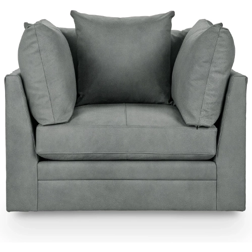 Audrey Accent Swivel Chair in Frozen Valley Gray Top Grain Leather