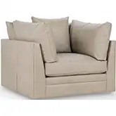 Audrey Swivel Accent Chair in Sand Cloud Neutral Top Grain Leather