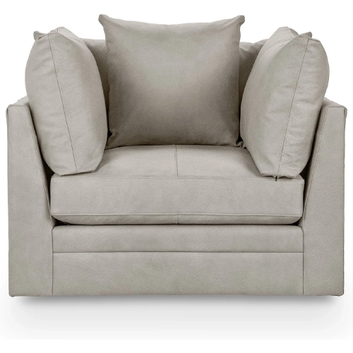 Audrey Swivel Accent Chair in Silver Top Grain Leather