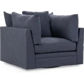 Audrey Swivel Accent Chair in Rise Navy Blue Fabric