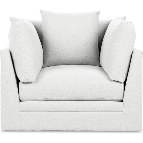 Audrey Swivel Accent Chair in Rise White Fabric