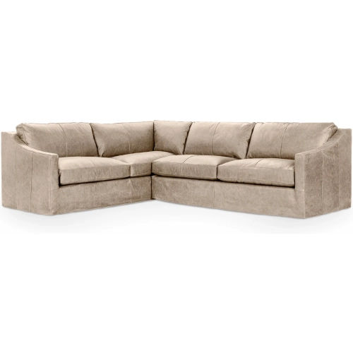 Kipton 2 Piece Sectional Sofa in Lush Cashmere Tan Neutral Top Grain Leather