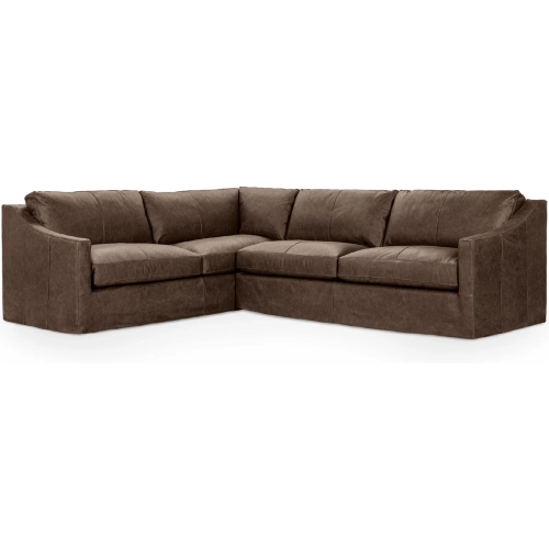 Kipton 2 Piece Sectional Sofa in Landscape Country Life Brown Top Grain Leather