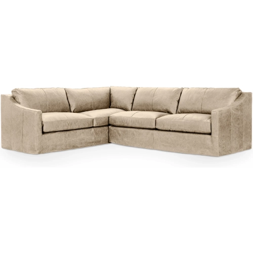 Kipton 2 Piece Sectional Sofa in Landscape Sand Cloud Tan Neutral Top Grain Leather