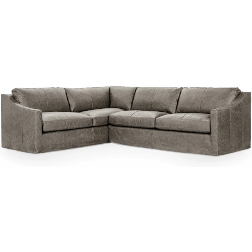 Kipton 2 Piece Sectional Sofa in The Captain Gray Top Grain Leather