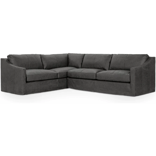Kipton 2 Piece Sectional Sofa in Lush Gray Top Grain Leather