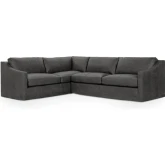 Kipton 2 Piece Sectional Sofa in Lush Gray Top Grain Leather