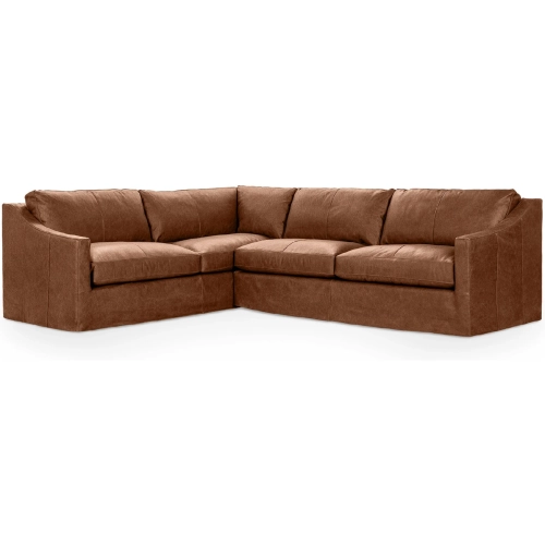 Kipton 2 Piece Sectional Sofa in Lush Saddle Brown Top Grain Leather