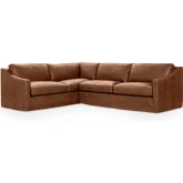 Kipton 2 Piece Sectional Sofa in Lush Saddle Brown Top Grain Leather