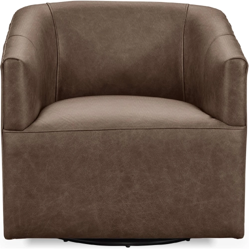 Vernon Swivel Accent Chair in Landscape Country Life Brown Top Grain Leather