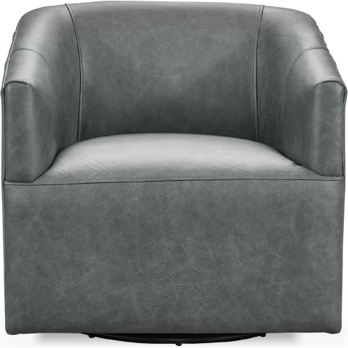 Vernon Swivel Accent Chair in Landscape Frozen Valley Blue Gray Top Grain Leather