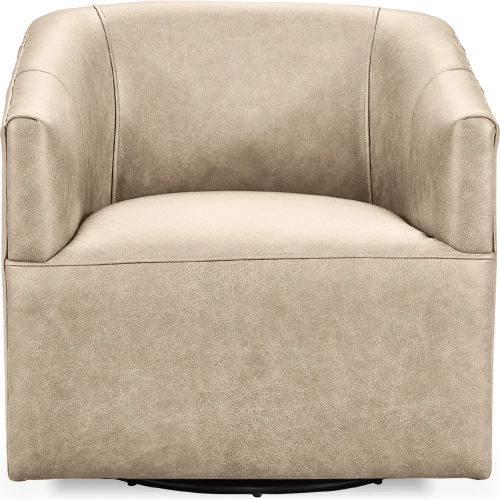 Vernon Swivel Accent Chair in Landscape Sand Cloud Tan Neutral Top Grain Leather